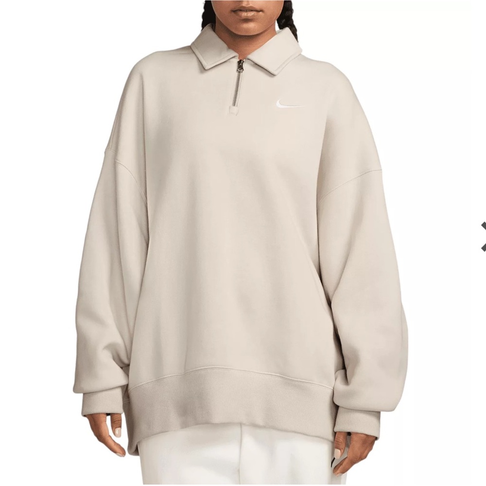Nike Beige Quarter-Zip Collared Sweatshirt- NWT